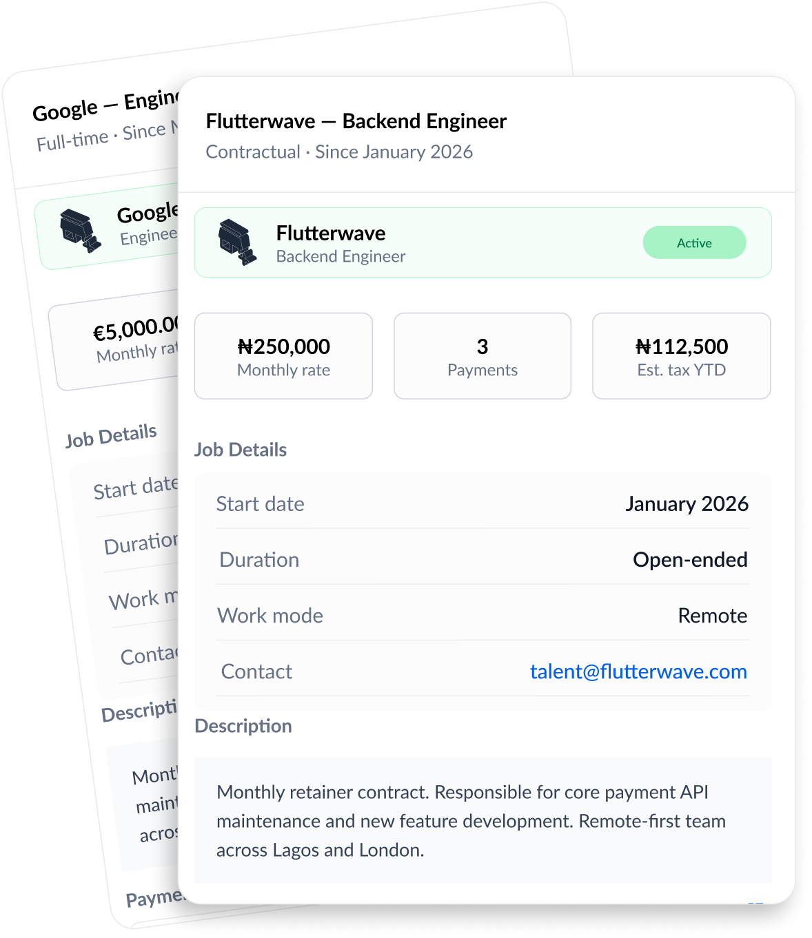Job details and compliance tracking